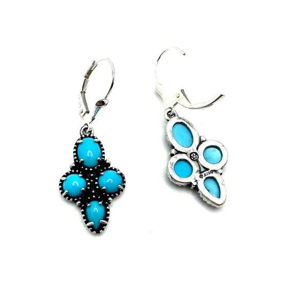 American West Sterling Silver Sleeping Beauty Turquoise Lever Back Earrings - Picture 2 of 4